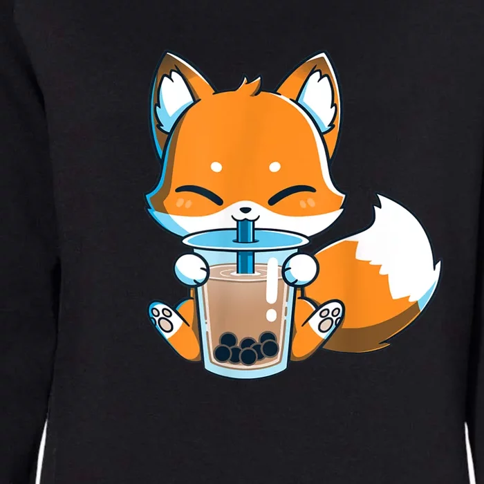 Boba Fox Drinking Cute Kawaii Japanese Foxy Anime Womens California Wash Sweatshirt