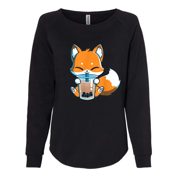 Boba Fox Drinking Cute Kawaii Japanese Foxy Anime Womens California Wash Sweatshirt