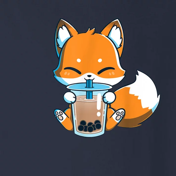 Boba Fox Drinking Cute Kawaii Japanese Foxy Anime Toddler Long Sleeve Shirt