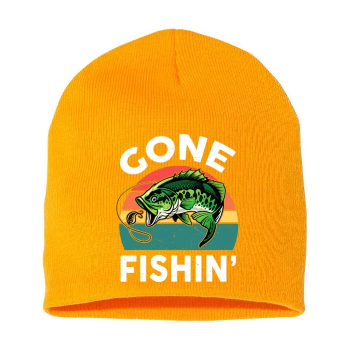 Bass Fish Dad Gone Fishing-Shirt Boy Wo Papa Funny Short Acrylic Beanie