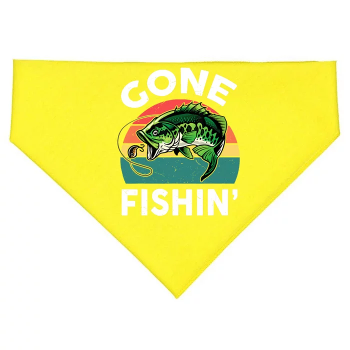 Bass Fish Dad Gone Fishing-Shirt Boy Wo Papa Funny USA-Made Doggie Bandana