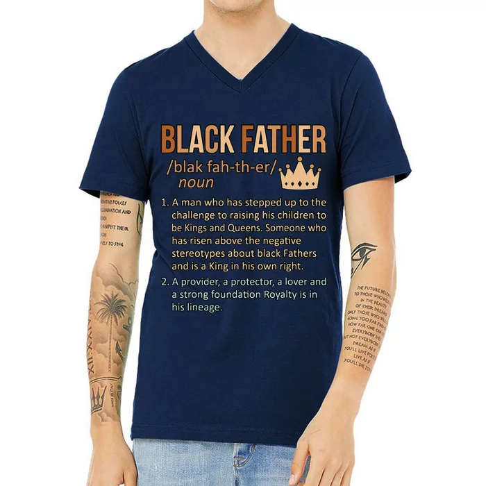 Black Father Definition Father’s Day Daddy Dad Love Graphic V-Neck T-Shirt