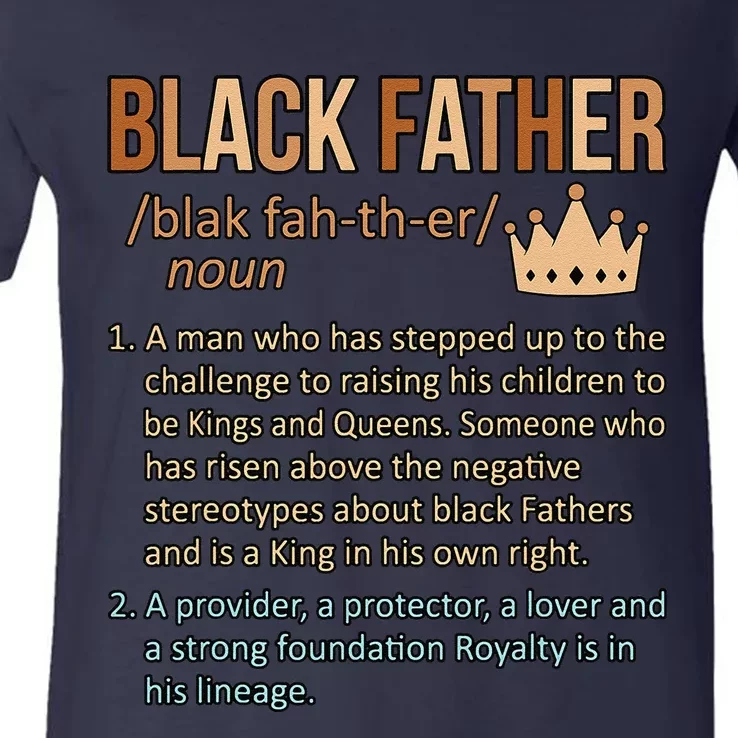 Black Father Definition Father’s Day Daddy Dad Love Graphic V-Neck T-Shirt