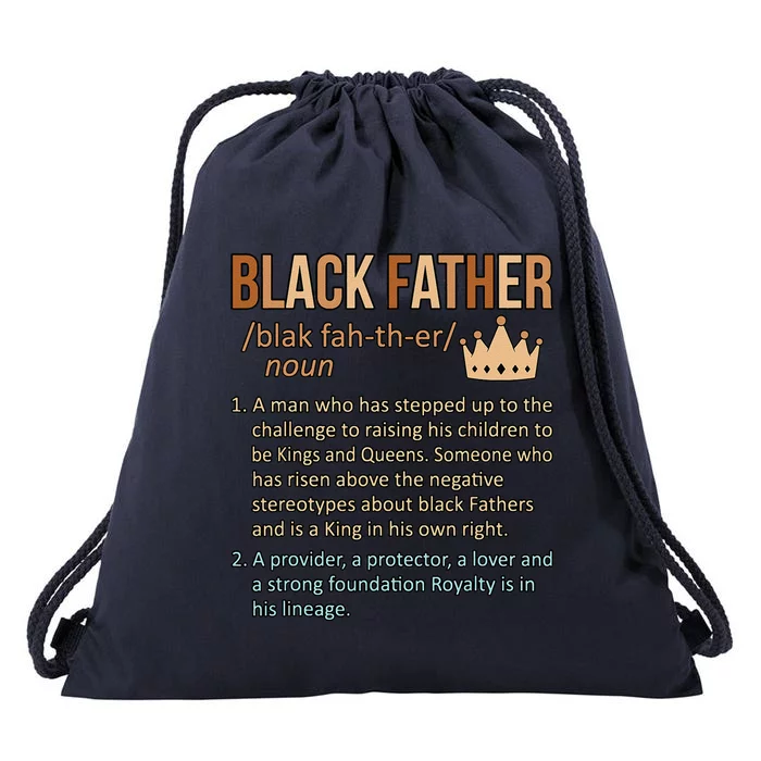 Black Father Definition Father’s Day Daddy Dad Love Graphic Drawstring Bag