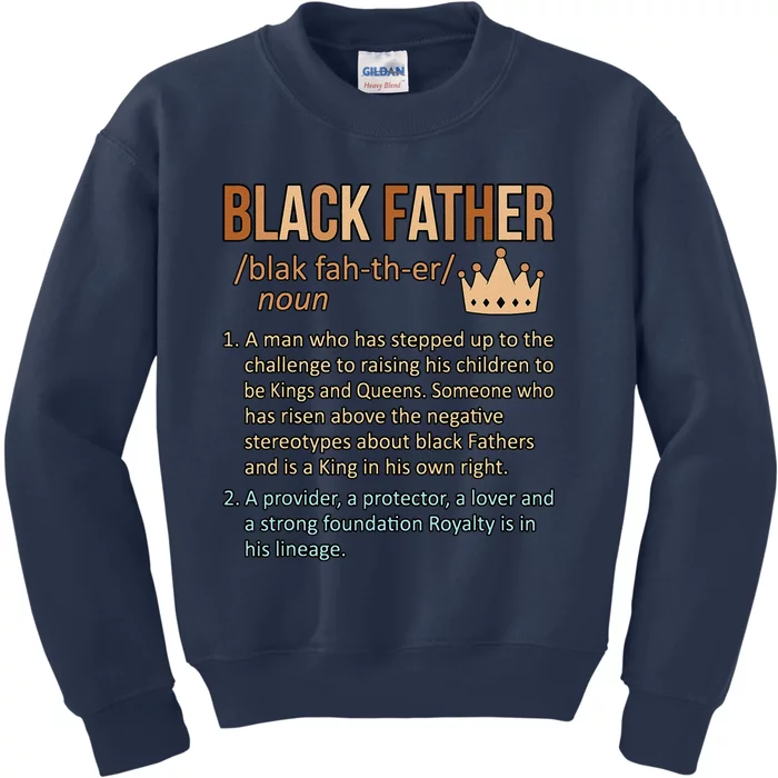 Black Father Definition Father’s Day Daddy Dad Love Graphic Kids Sweatshirt