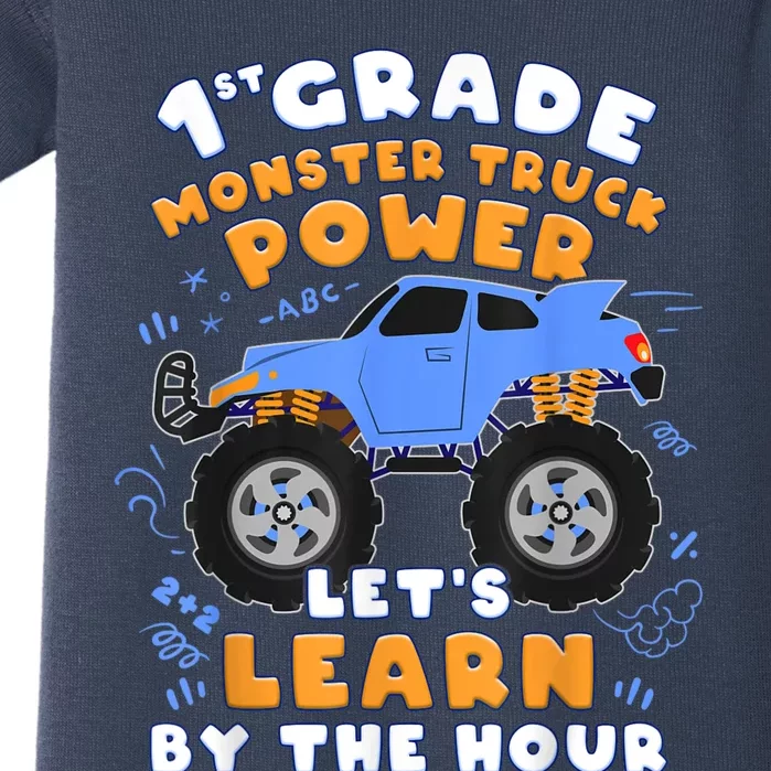 Boy First Day Of School 1st Grade Monster Truck Baby Bodysuit