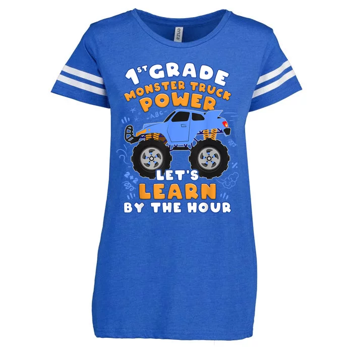 Boy First Day Of School 1st Grade Monster Truck Enza Ladies Jersey Football T-Shirt