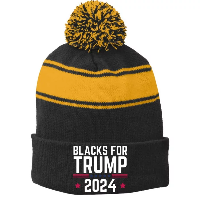 Blacks For Donald Trump 2024 Presidential Election Republican Stripe Pom Pom Beanie