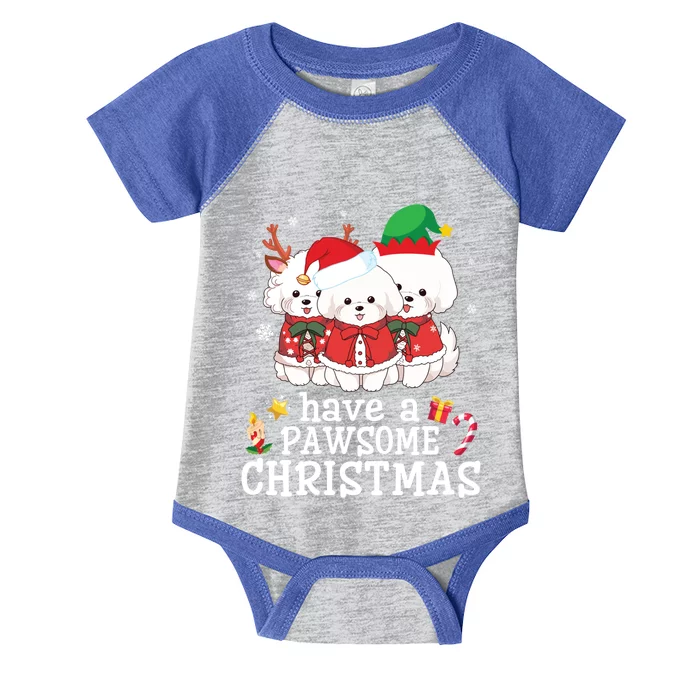 Bichon Frise Dogs Merry Day Mom Dad Have A Pawsome Christmas Cute Gift Infant Baby Jersey Bodysuit