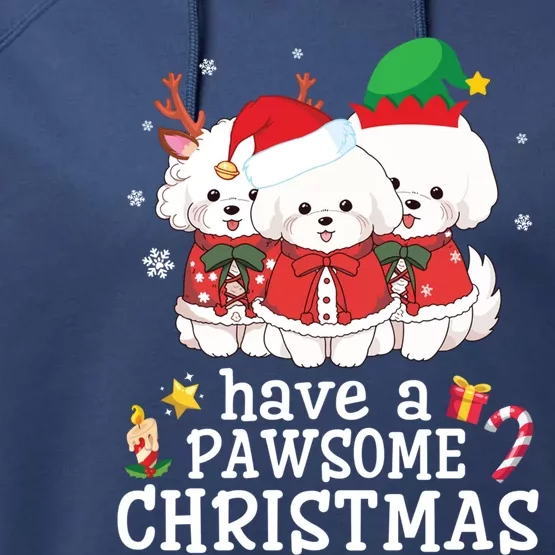 Bichon Frise Dogs Merry Day Mom Dad Have A Pawsome Christmas Cute Gift Performance Fleece Hoodie