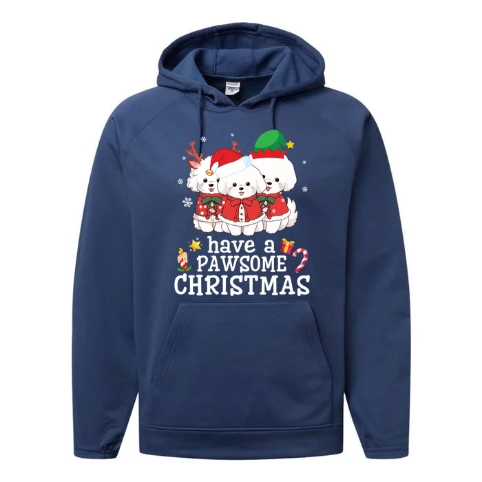 Bichon Frise Dogs Merry Day Mom Dad Have A Pawsome Christmas Cute Gift Performance Fleece Hoodie