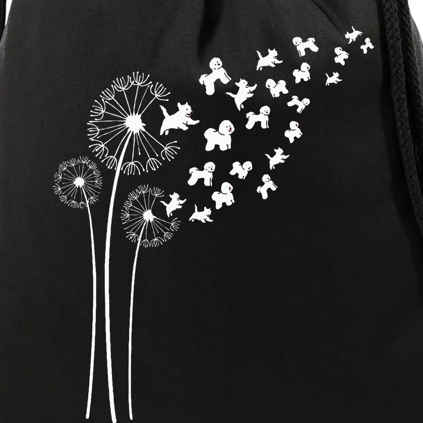 Bichon Frise Dandelion Flower For Dandelions And Dog Lover Drawstring Bag