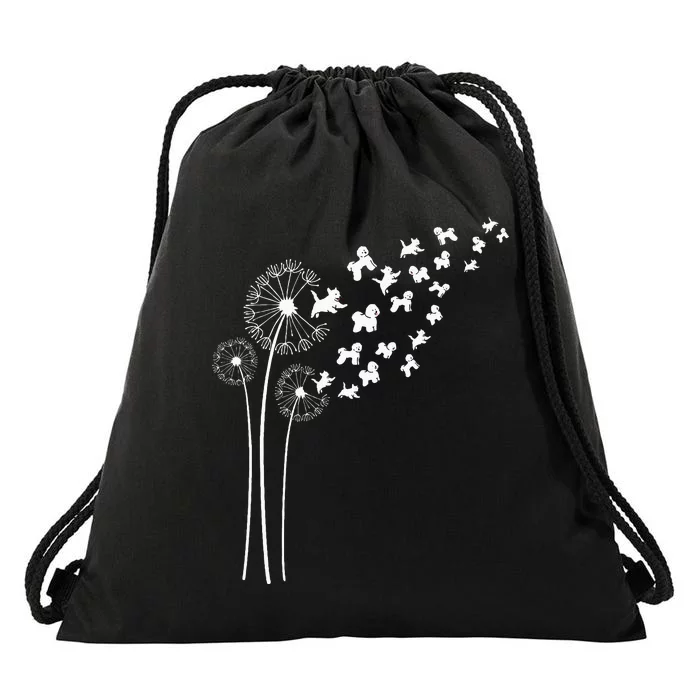 Bichon Frise Dandelion Flower For Dandelions And Dog Lover Drawstring Bag