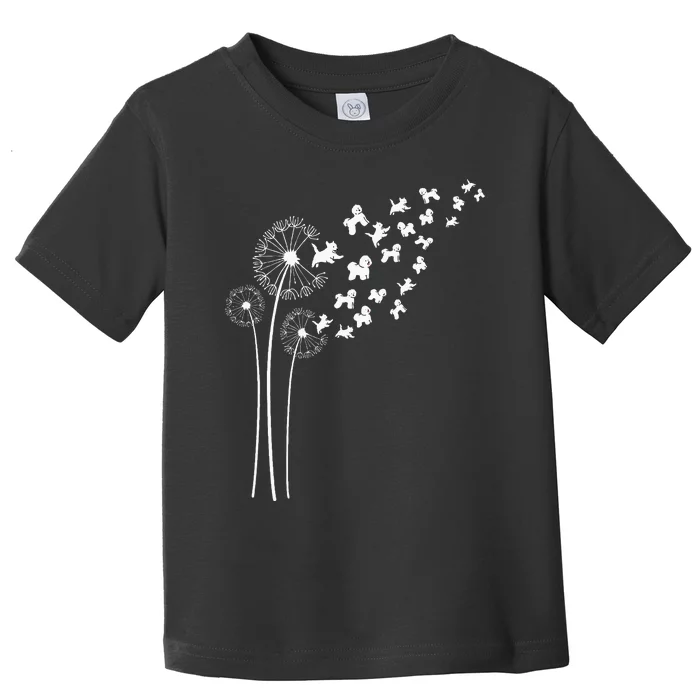 Bichon Frise Dandelion Flower For Dandelions And Dog Lover Toddler T-Shirt