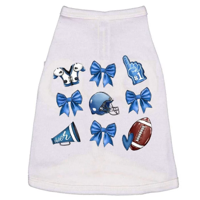 Blue Football Design Cheer Football Coquette Bows Retro Football Doggie Tank