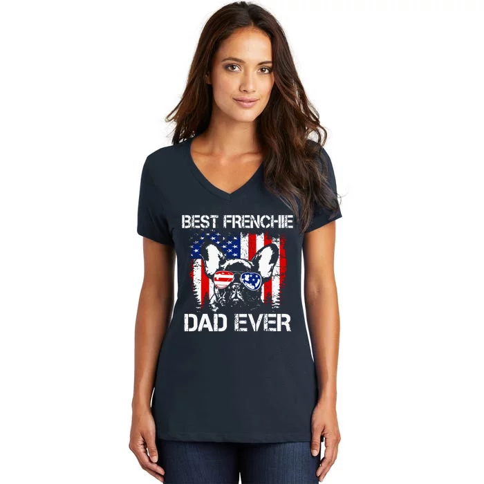 Best Frenchie Dad Ever Women's V-Neck T-Shirt