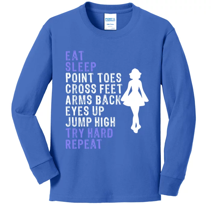 Best Funny Eat Sleep Irish Dance Gift Kids Long Sleeve Shirt