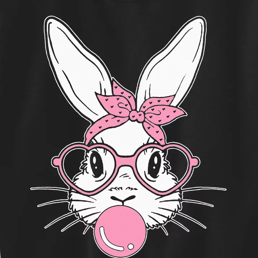 Bunny Face Easter Day Bubblegum Bandana Glasses Kids Sweatshirt