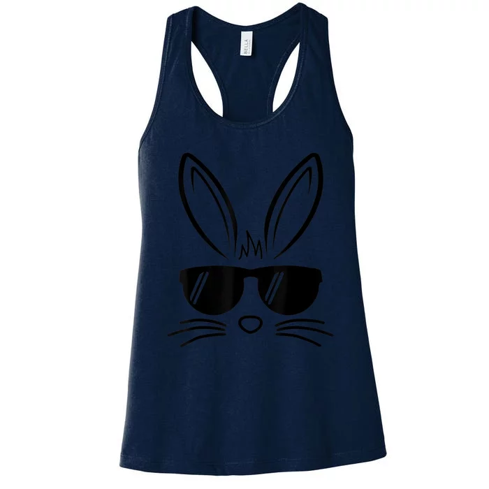 Bunny Face Easter Day Sunglasses Women's Racerback Tank