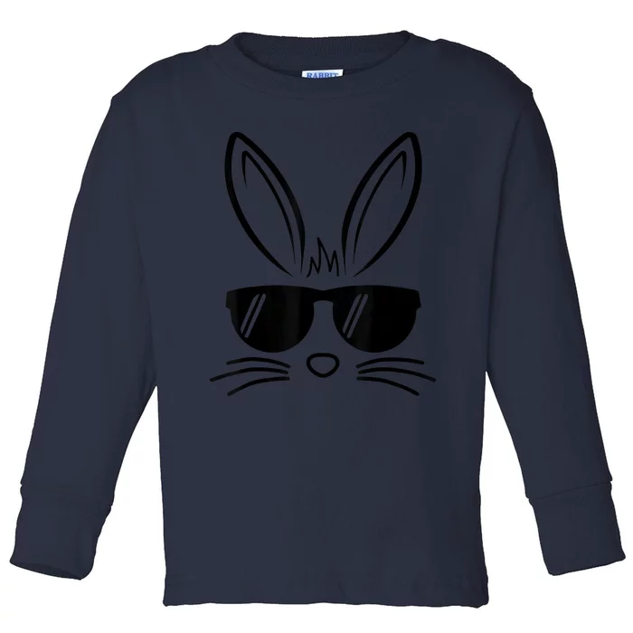 Bunny Face Easter Day Sunglasses Toddler Long Sleeve Shirt