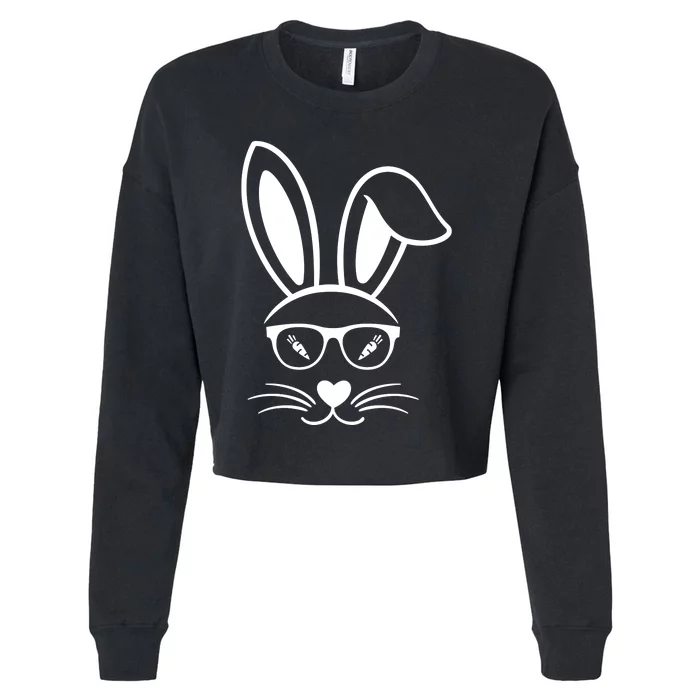 Bunny Face Easter Day Sunglasses Carrot For Cropped Pullover Crew