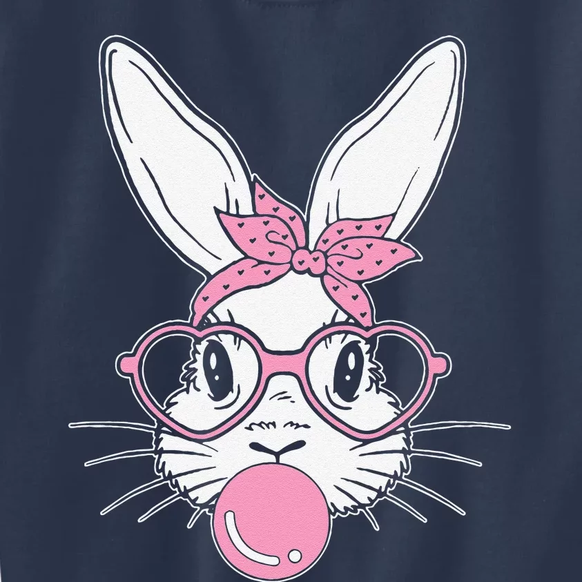 Bunny Face Easter Day Bubblegum Bandana Glasses Women Kids Sweatshirt