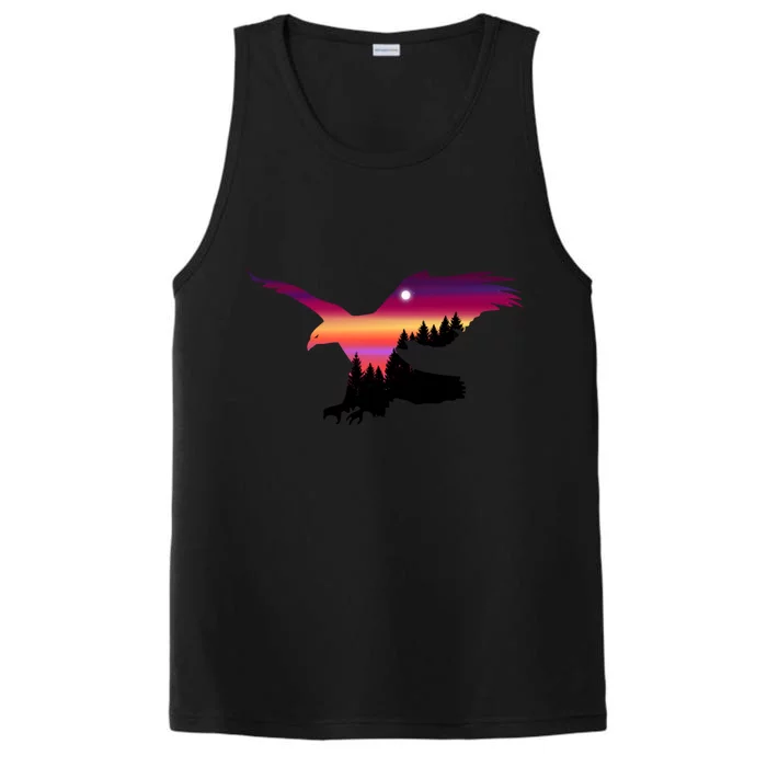 Beautiful Flying Eagle Surreal Sky Silhouette Hoodie Performance Tank