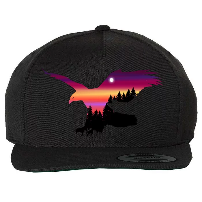 Beautiful Flying Eagle Surreal Sky Silhouette Hoodie Wool Snapback Cap