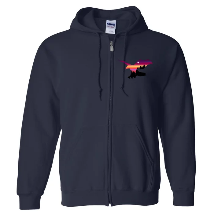 Beautiful Flying Eagle Surreal Sky Silhouette Hoodie Full Zip Hoodie