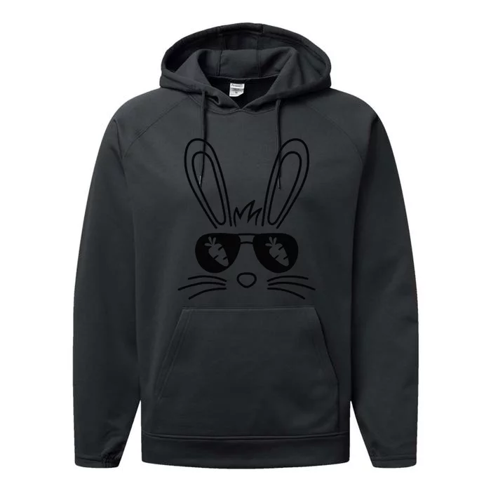 Bunny Face Easter Day Sunglasses Carrot Performance Fleece Hoodie