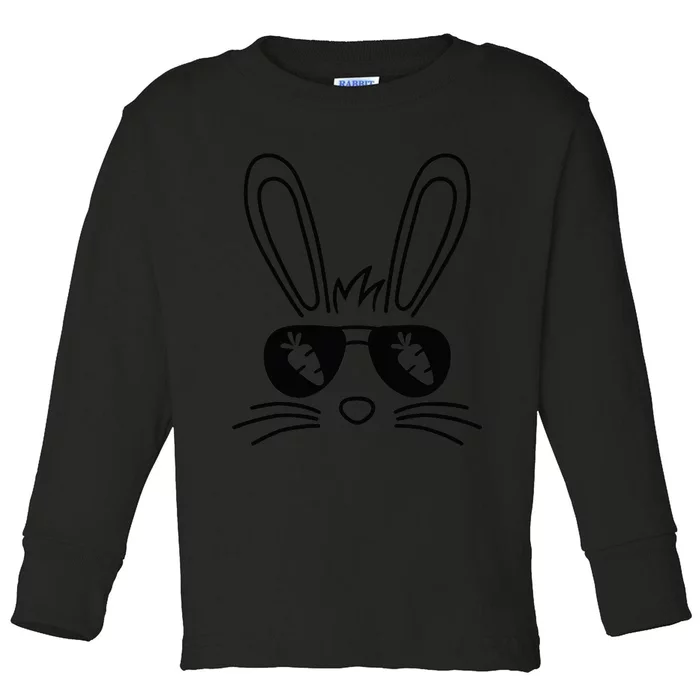 Bunny Face Easter Day Sunglasses Carrot Toddler Long Sleeve Shirt