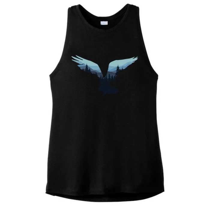 Beautiful Flying Eagle Night Sky Forest Bird Silhouette Cute Gift Ladies Tri-Blend Wicking Tank