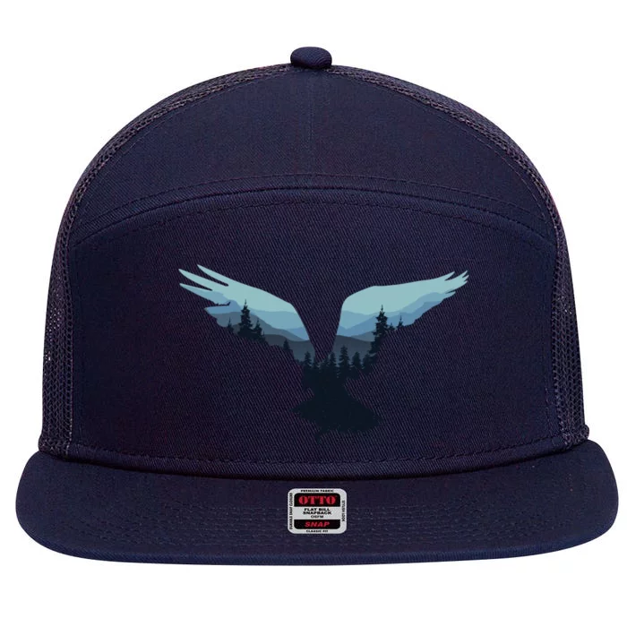 Beautiful Flying Eagle Night Sky Forest Bird Silhouette Cute Gift 7 Panel Mesh Trucker Snapback Hat