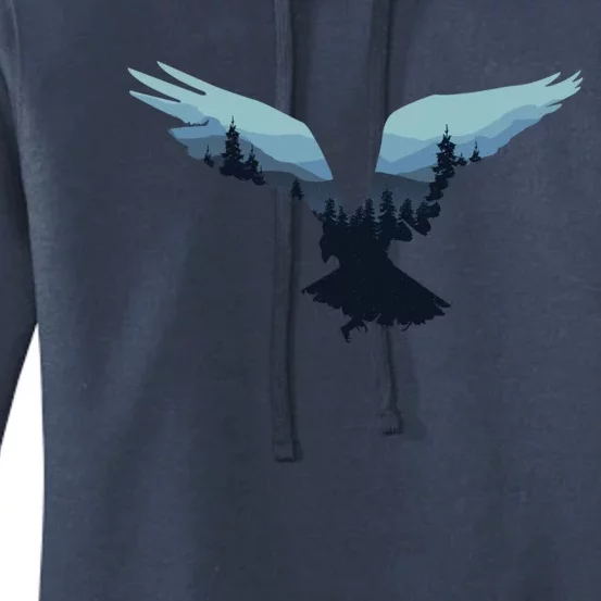 Beautiful Flying Eagle Night Sky Forest Bird Silhouette Cute Gift Women's Pullover Hoodie