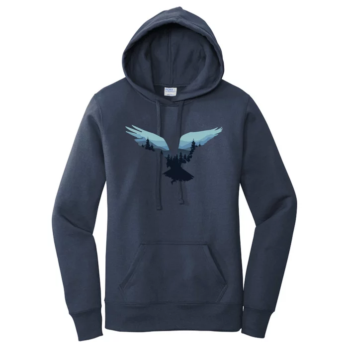 Beautiful Flying Eagle Night Sky Forest Bird Silhouette Cute Gift Women's Pullover Hoodie