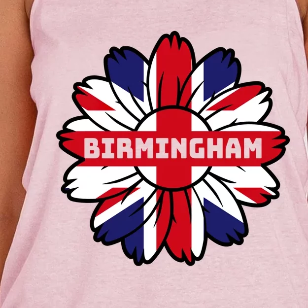 British Flag England Uk Sunflower Birmingham Union Jack Gift Women's Knotted Racerback Tank