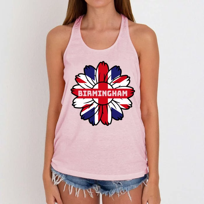 British Flag England Uk Sunflower Birmingham Union Jack Gift Women's Knotted Racerback Tank