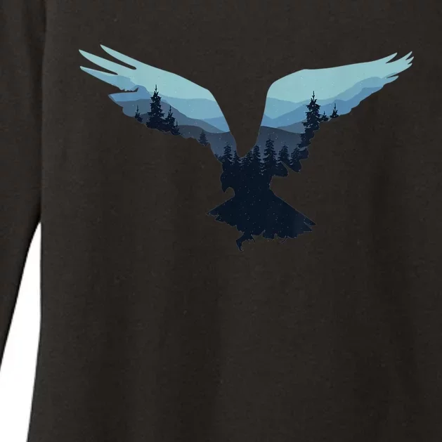 Beautiful Flying Eagle Night Sky Forest Bird Silhouette Gift Womens CVC Long Sleeve Shirt