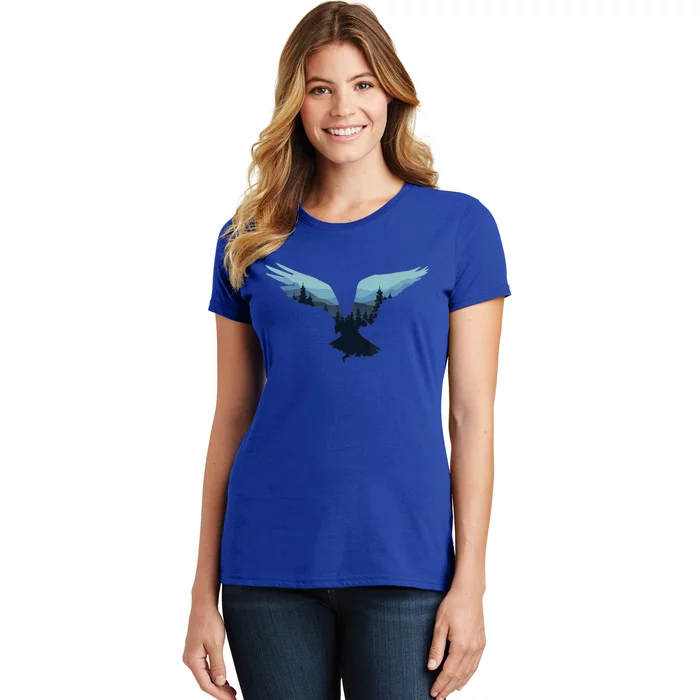 Beautiful Flying Eagle Night Sky Forest Bird Silhouette Gift Women's T-Shirt