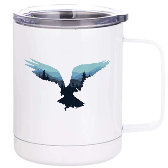 Beautiful Flying Eagle Night Sky Forest Bird Silhouette Gift Front & Back 12oz Stainless Steel Tumbler Cup