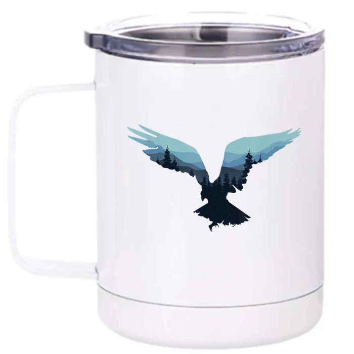 Beautiful Flying Eagle Night Sky Forest Bird Silhouette Gift Front & Back 12oz Stainless Steel Tumbler Cup