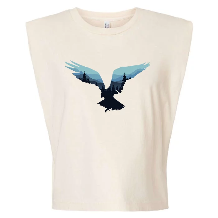 Beautiful Flying Eagle Night Sky Forest Bird Silhouette Garment-Dyed Women's Muscle Tee