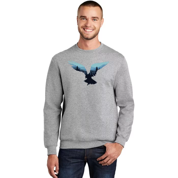 Beautiful Flying Eagle Night Sky Forest Bird Silhouette Tall Sweatshirt