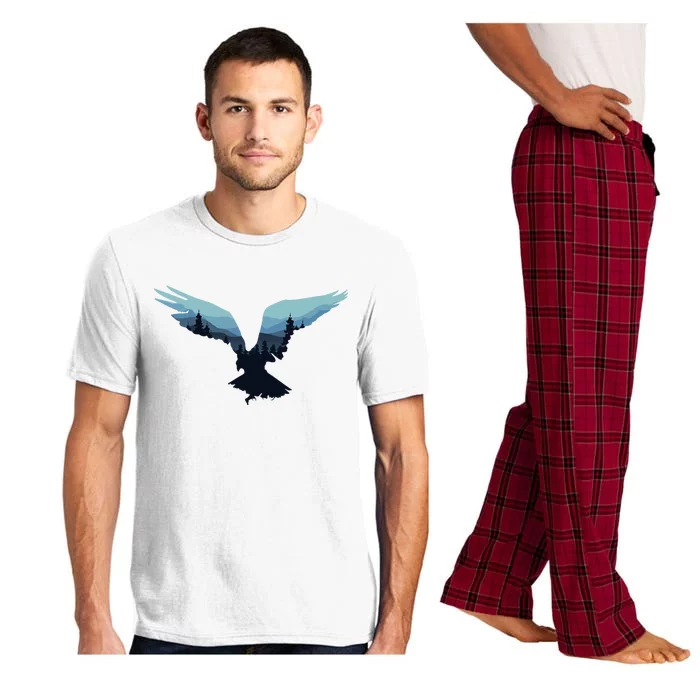 Beautiful Flying Eagle Night Sky Forest Bird Silhouette Pajama Set