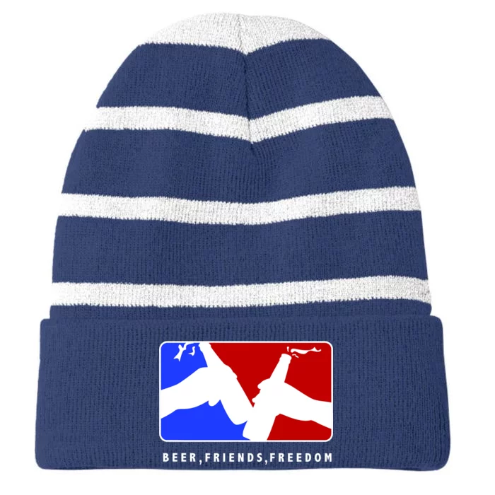 BFF Beer Friends Freedom Striped Beanie with Solid Band