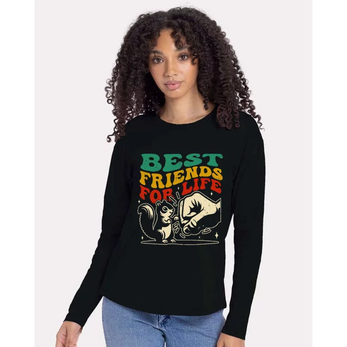 Best Friends For Life Squirrel Fist Bump Womens Cotton Relaxed Long Sleeve T-Shirt