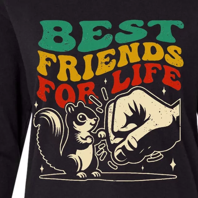 Best Friends For Life Squirrel Fist Bump Womens Cotton Relaxed Long Sleeve T-Shirt