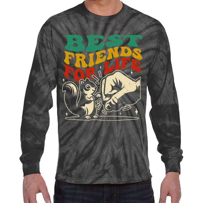 Best Friends For Life Squirrel Fist Bump Tie-Dye Long Sleeve Shirt