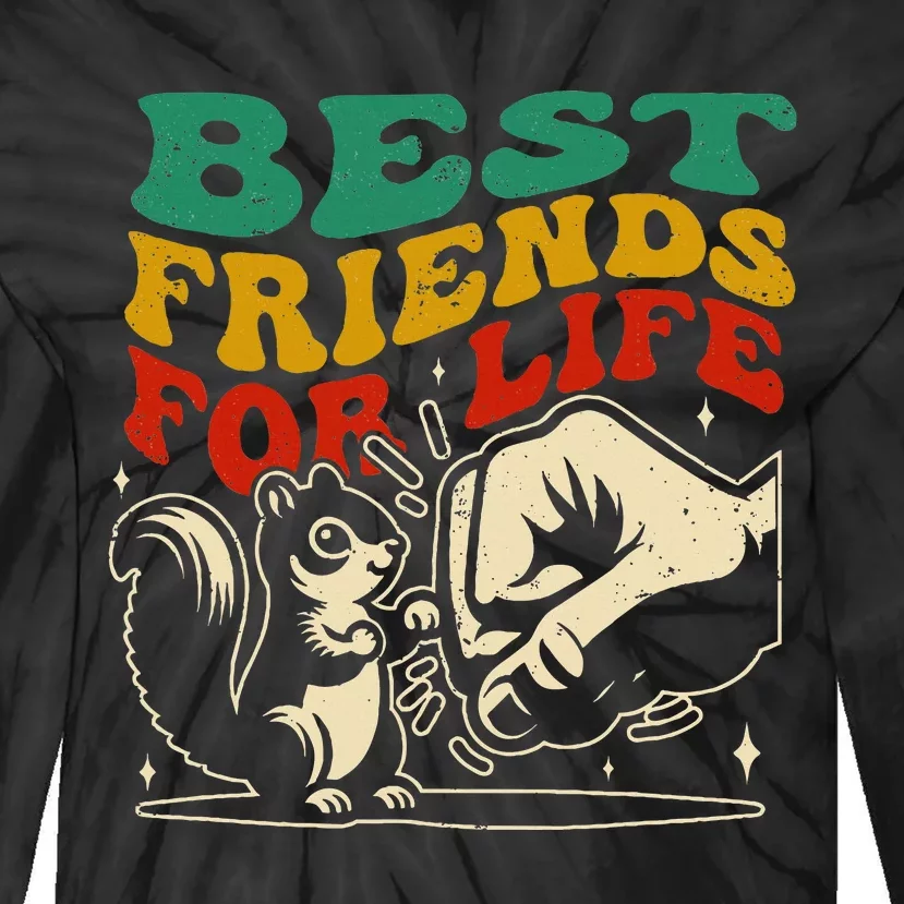 Best Friends For Life Squirrel Fist Bump Tie-Dye Long Sleeve Shirt