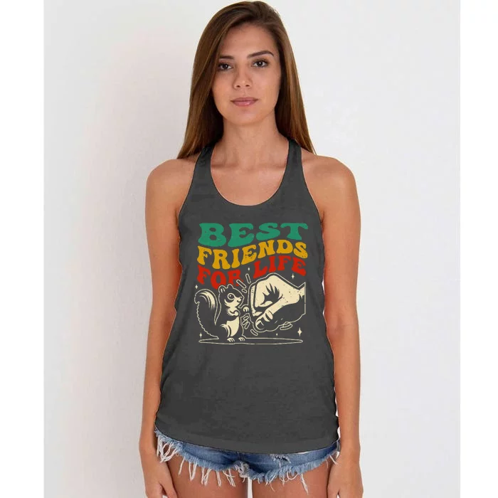 Best Friends For Life Squirrel Fist Bump Women's Knotted Racerback Tank